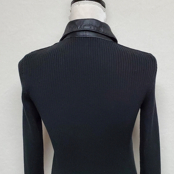 Vintage Retro Y2K Escapades Black Suede Leather Ribbed Sweater Turnlock Jacket M - Picture 11 of 13